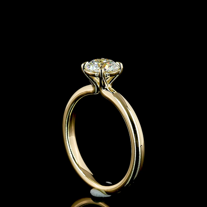Solitaire Ring Round 14K Yellow Gold RG3558