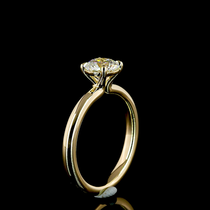 Solitaire Ring Round 14K Yellow Gold RG3558