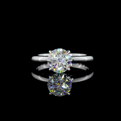 Solitaire Ring Round 14K White Gold RG3561