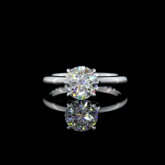 Solitaire Ring Round 14K White Gold RG3561