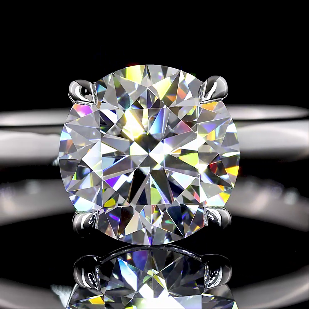 Solitaire Ring Round 14K White Gold RG3561