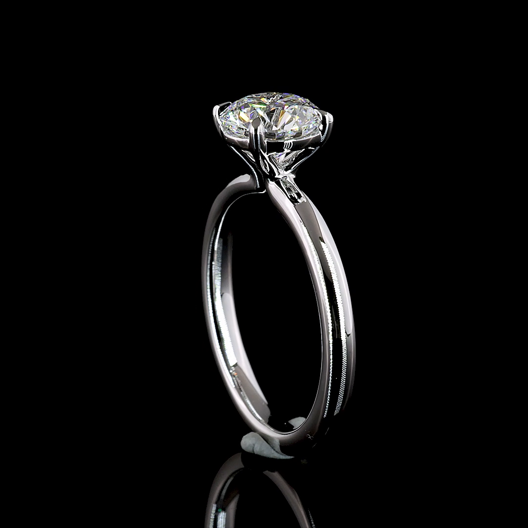 Solitaire Ring Round 14K White Gold RG3561