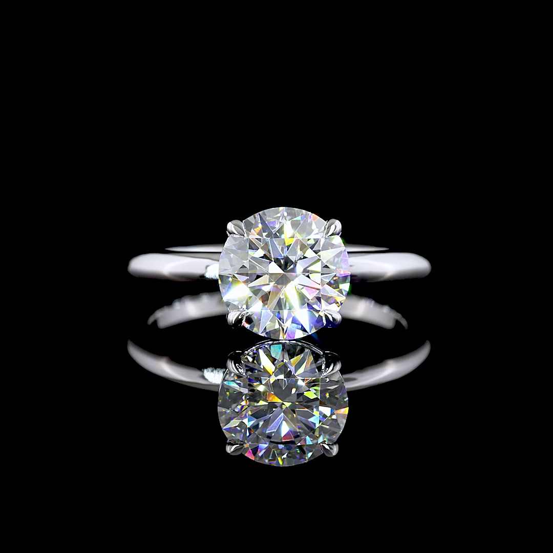 Solitaire Ring Round 14K White Gold RG3564