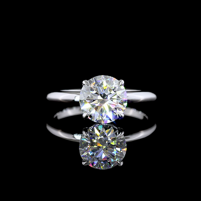 Solitaire Ring Round 14K White Gold RG3564