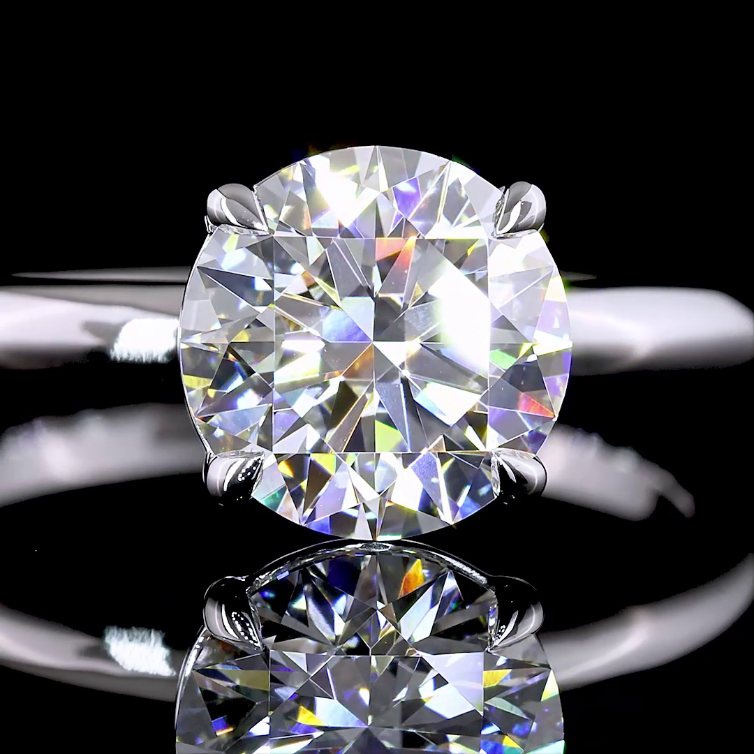 Solitaire Ring Round 14K White Gold RG3564