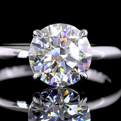 Solitaire Ring Round 14K White Gold RG3564