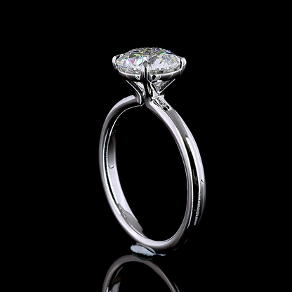 Solitaire Ring Round 14K White Gold RG3564