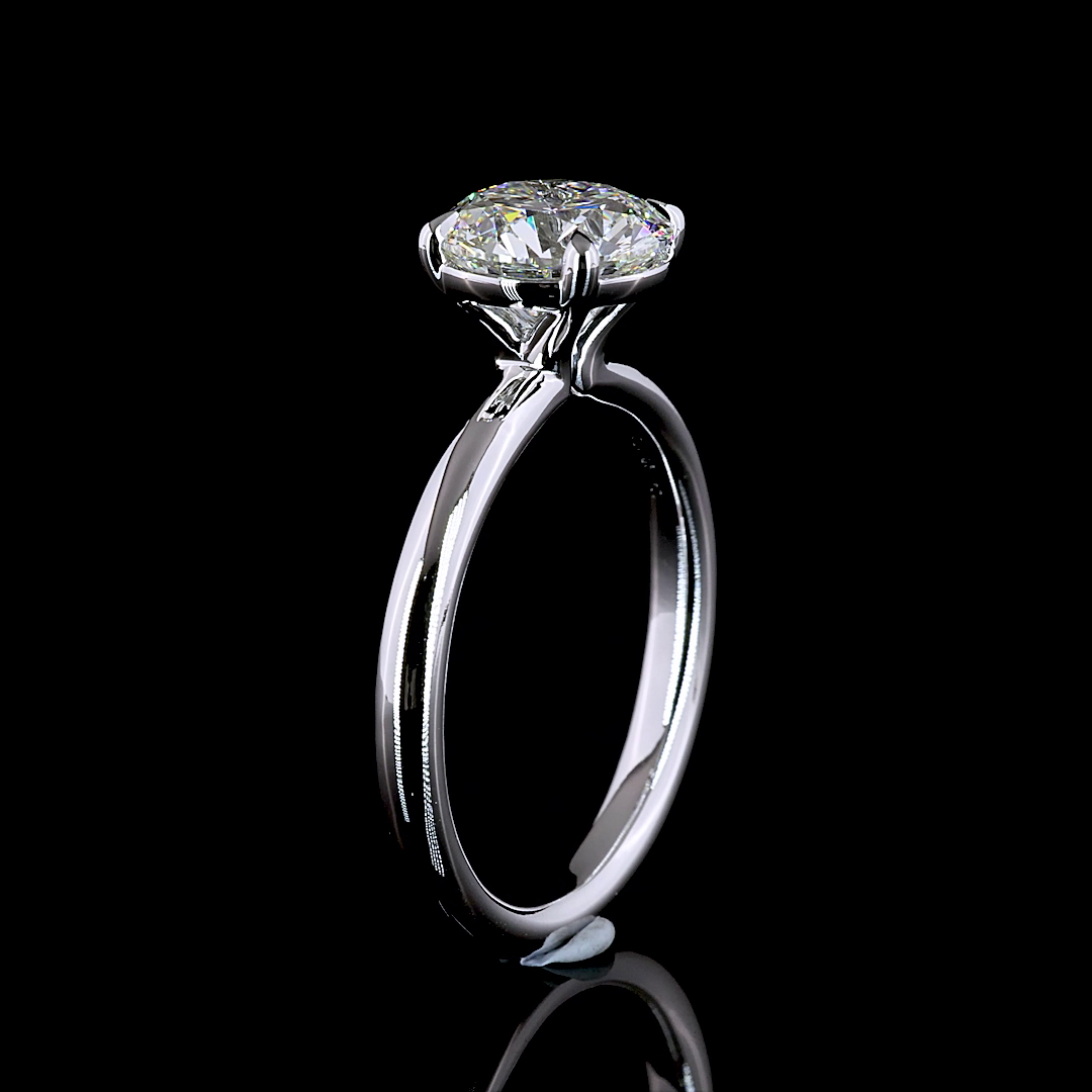 Solitaire Ring Round 14K White Gold RG3564