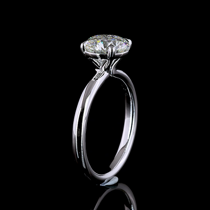 Solitaire Ring Round 14K White Gold RG3564