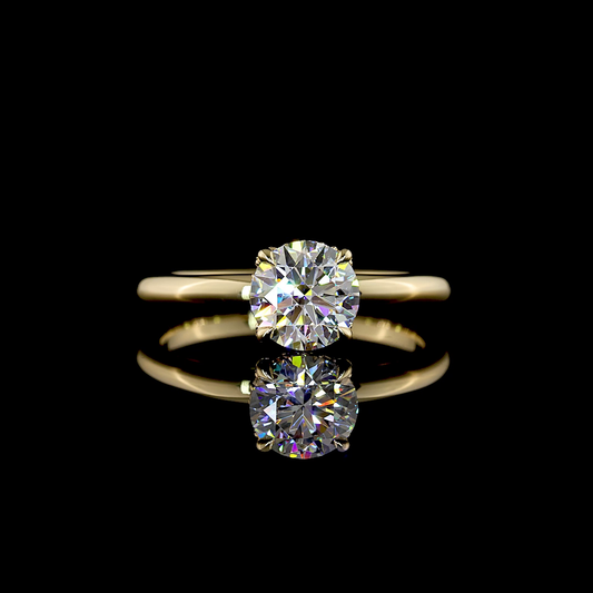 Hidden Halo Ring Round 14K Yellow Gold RG3577