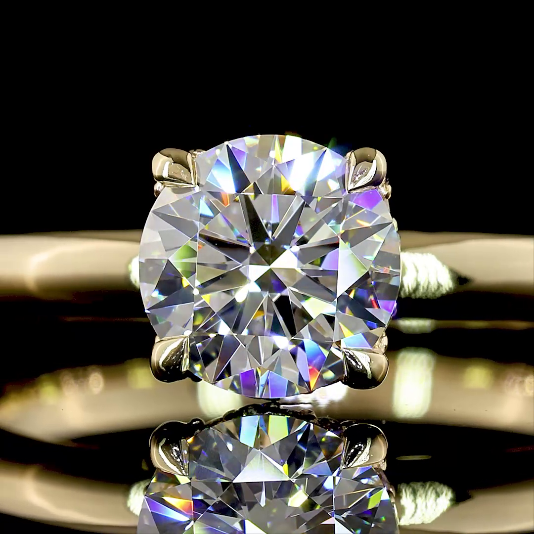 Hidden Halo Ring Round 14K Yellow Gold RG3577