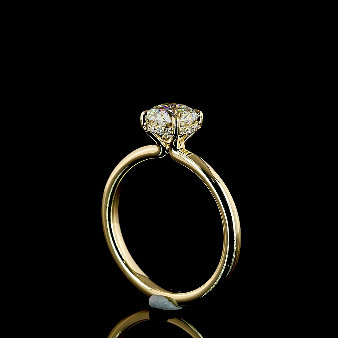 Hidden Halo Ring Round 14K Yellow Gold RG3577