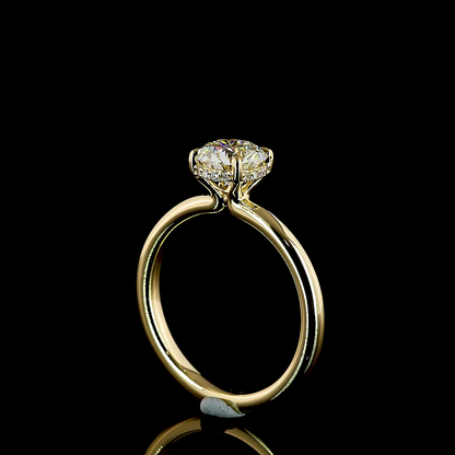 Hidden Halo Ring Round 14K Yellow Gold RG3577