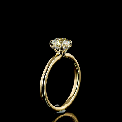 Hidden Halo Ring Round 14K Yellow Gold RG3577