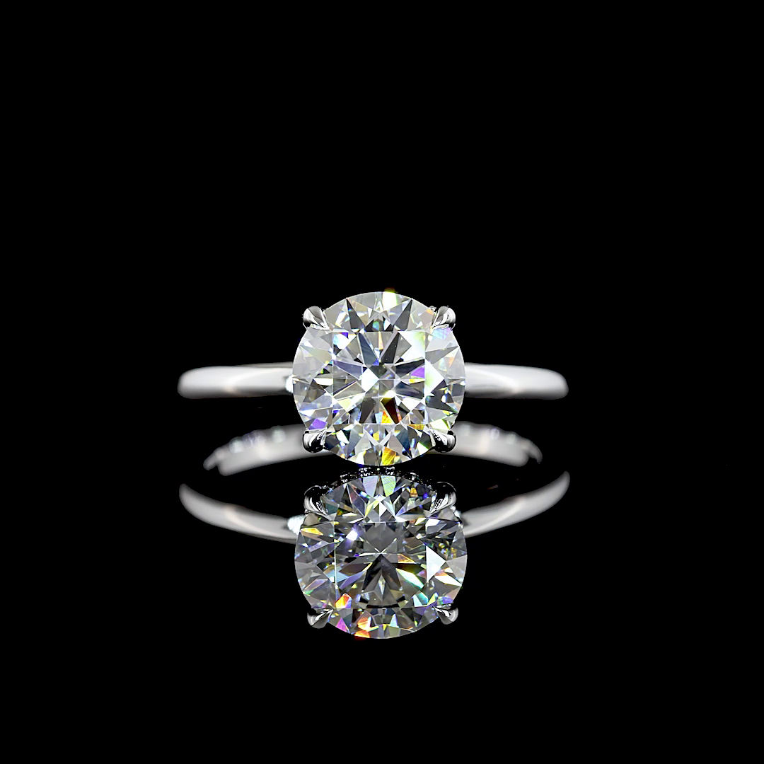 Hidden Halo Ring Round 14K White Gold RG3584