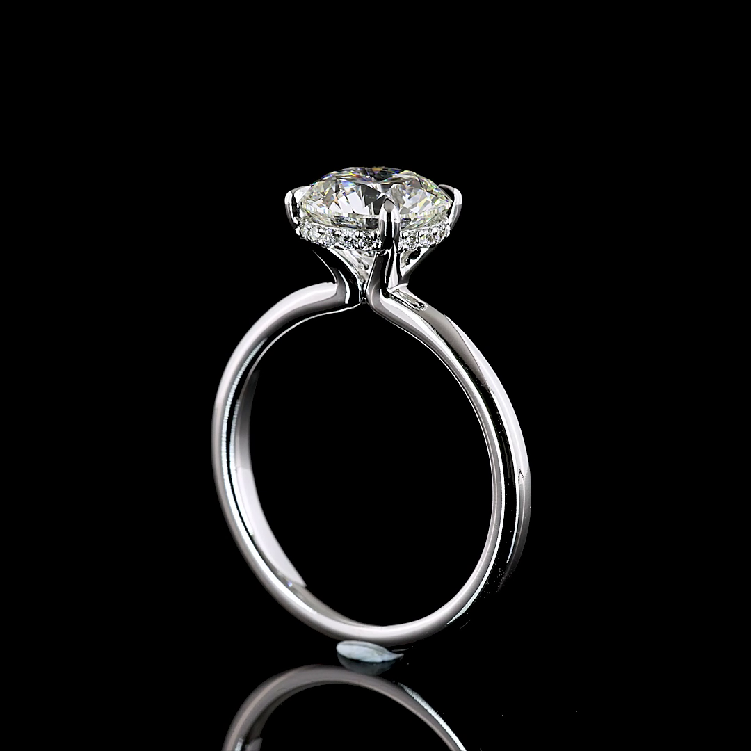 Hidden Halo Ring Round 14K White Gold RG3584