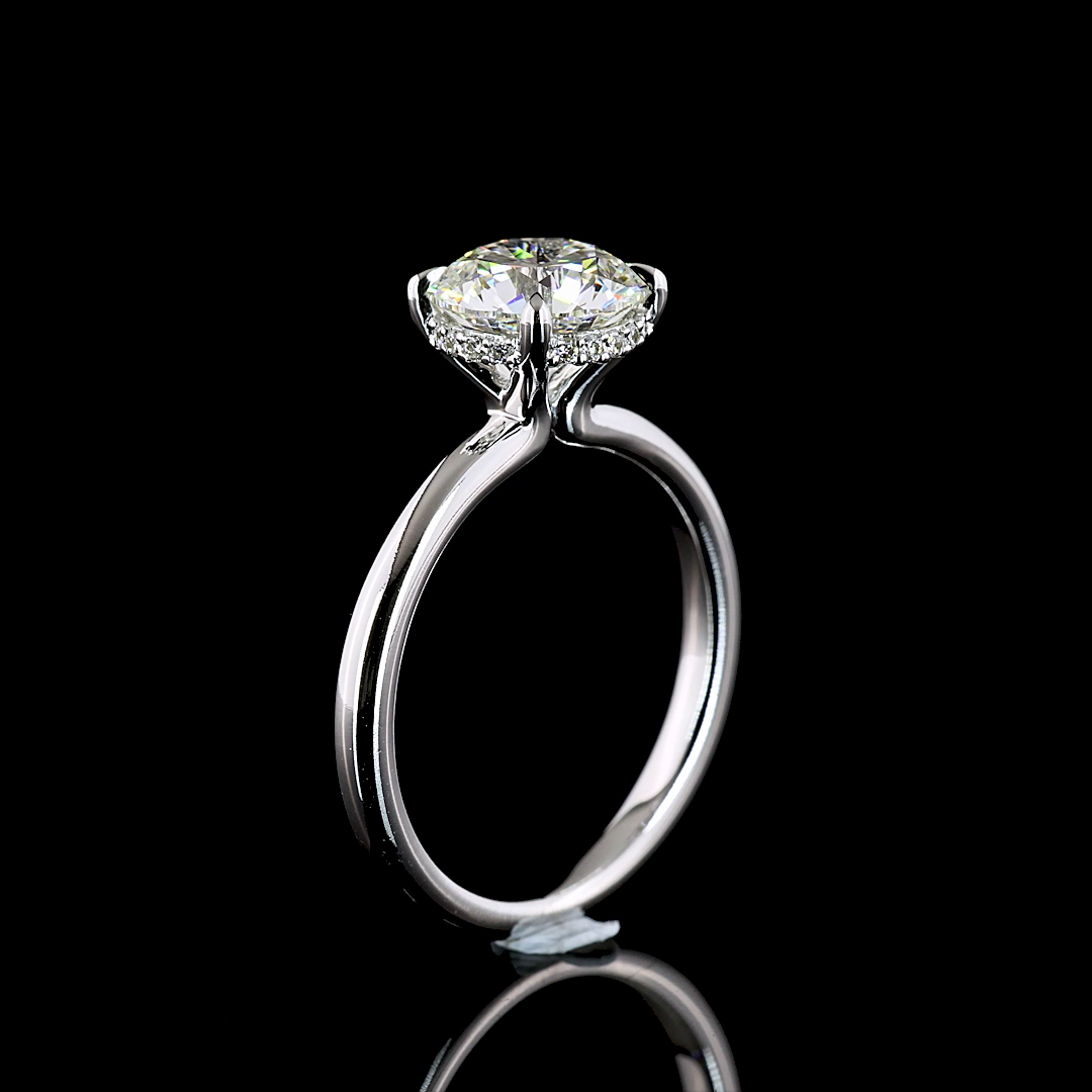 Hidden Halo Ring Round 14K White Gold RG3584