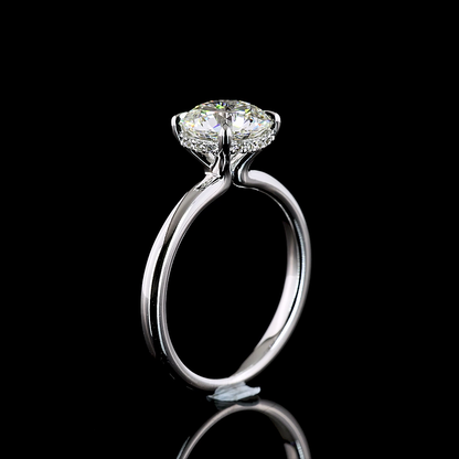 Hidden Halo Ring Round 14K White Gold RG3584