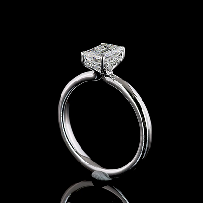 Hidden Halo Ring Emerald 14K White Gold RG3608