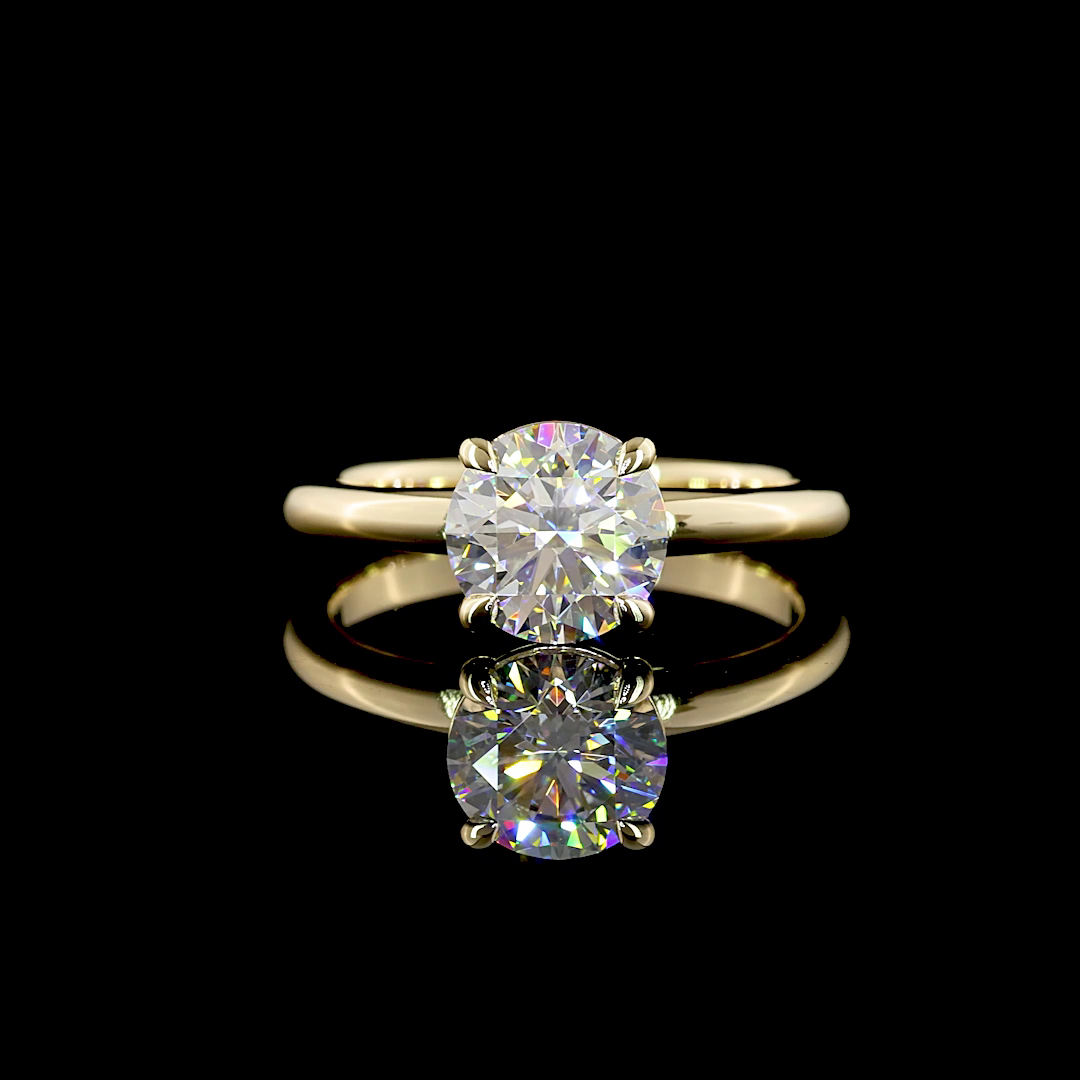 Solitaire Ring Round 14K Yellow Gold RG3646