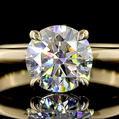 Solitaire Ring Round 14K Yellow Gold RG3646