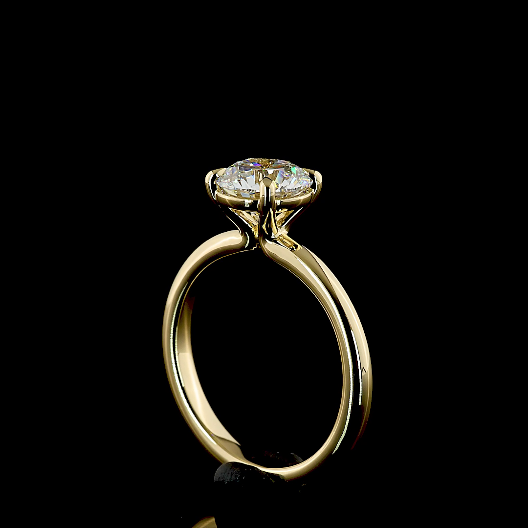Solitaire Ring Round 14K Yellow Gold RG3646