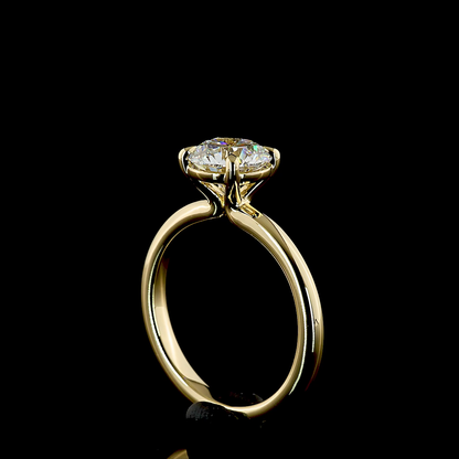 Solitaire Ring Round 14K Yellow Gold RG3646
