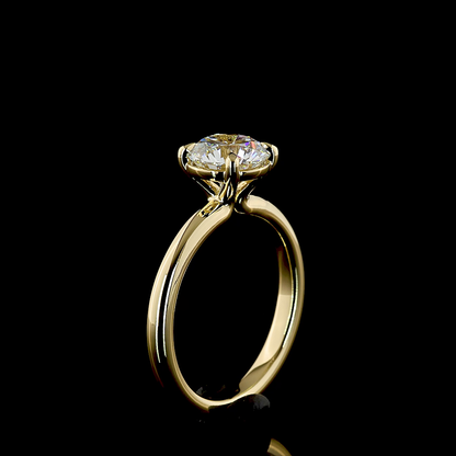 Solitaire Ring Round 14K Yellow Gold RG3646