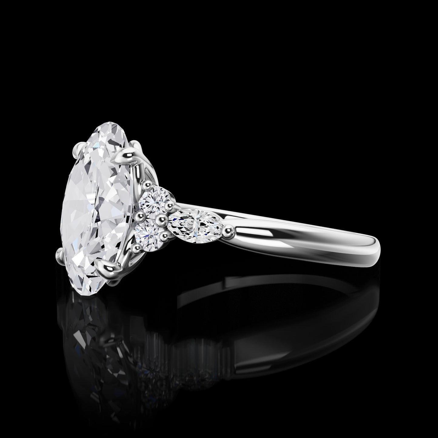 Special Ring Oval 14K White Gold RG4052