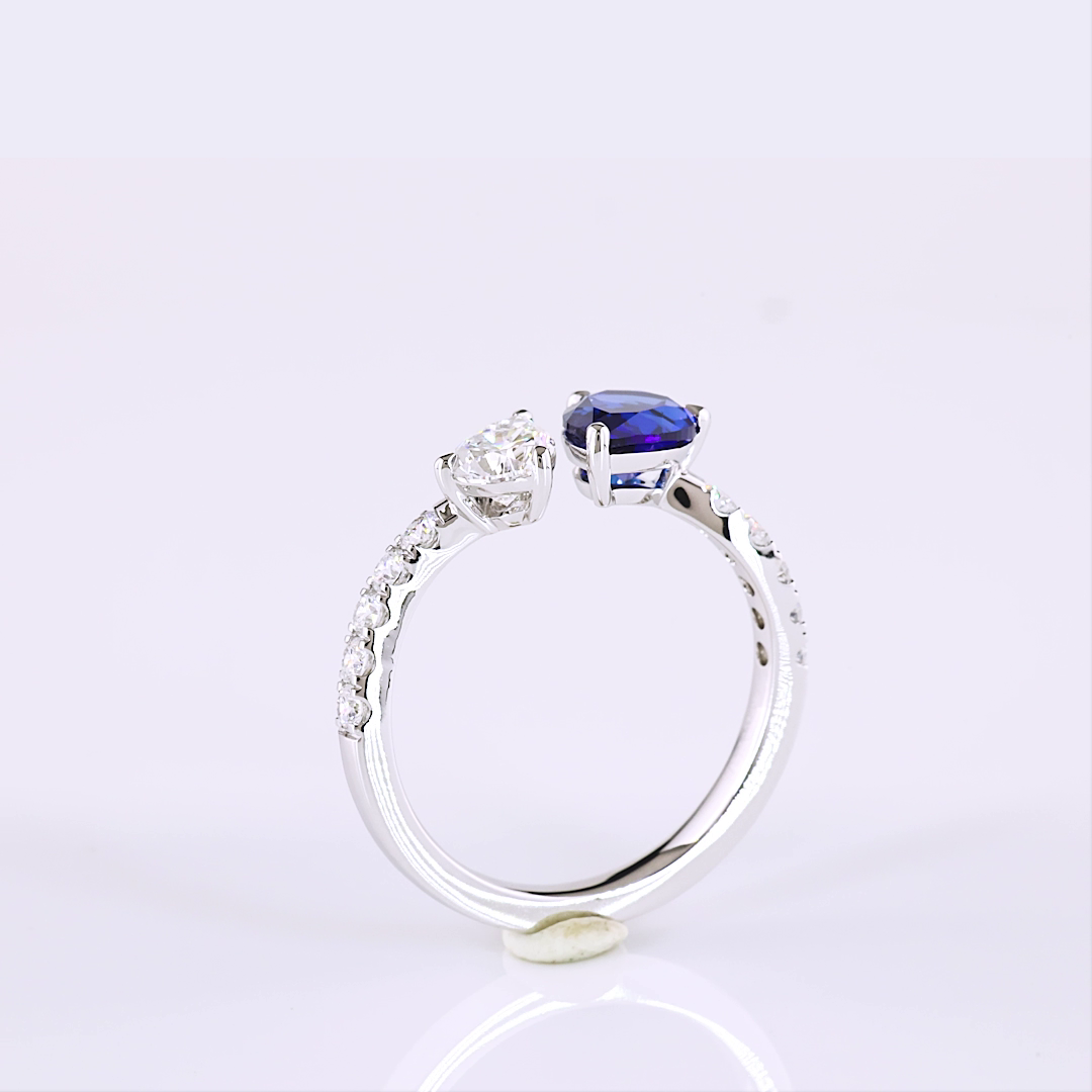 Toi et Moi Ring Pear 14K White Gold RG4271