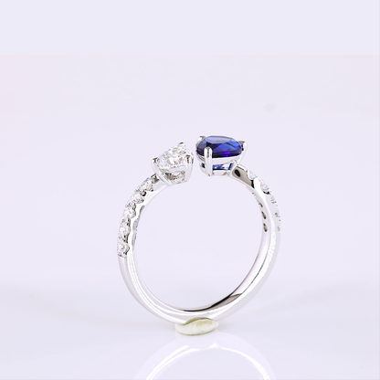 Toi et Moi Ring Pear 14K White Gold RG4271