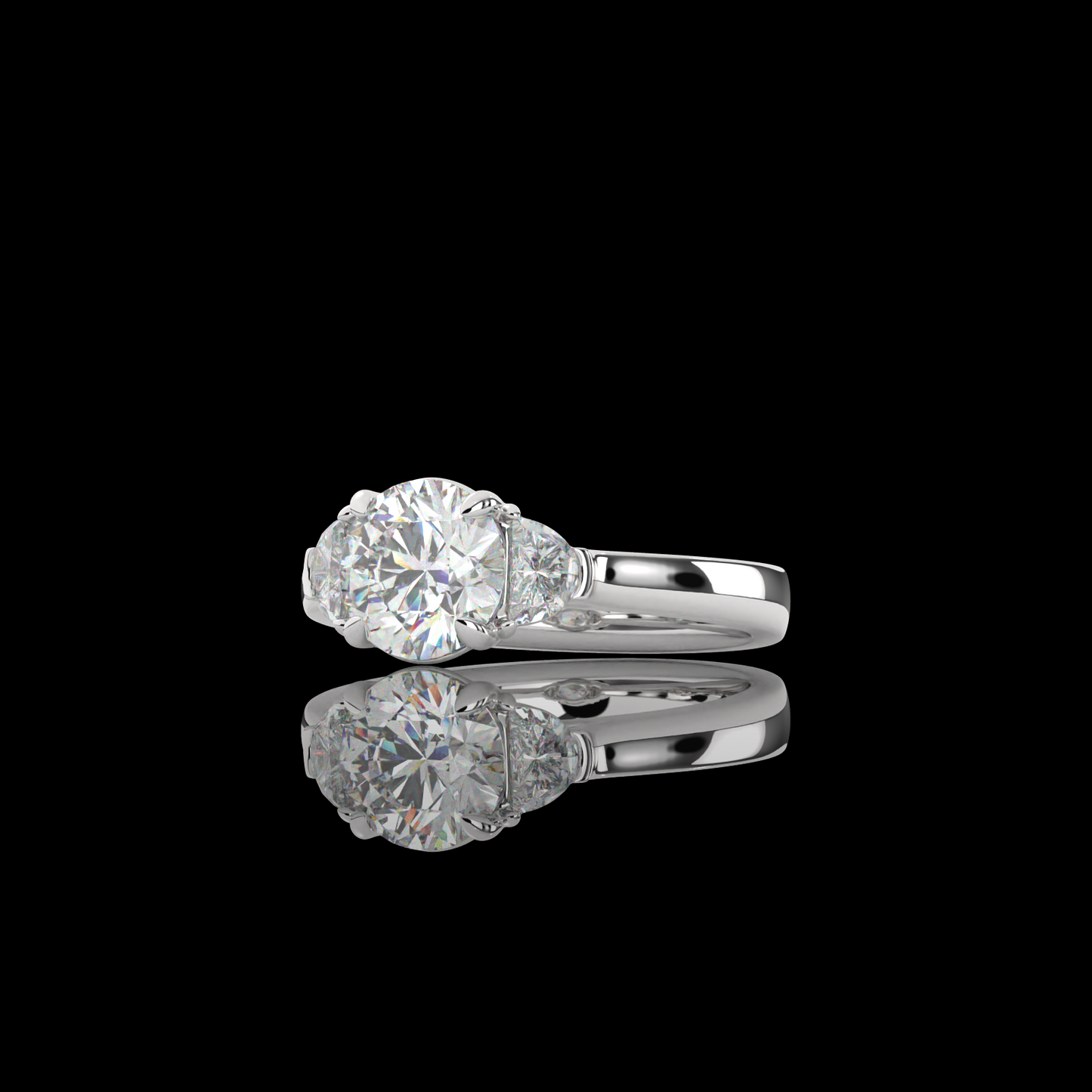 3 Stones Ring Round Platinum RG1383