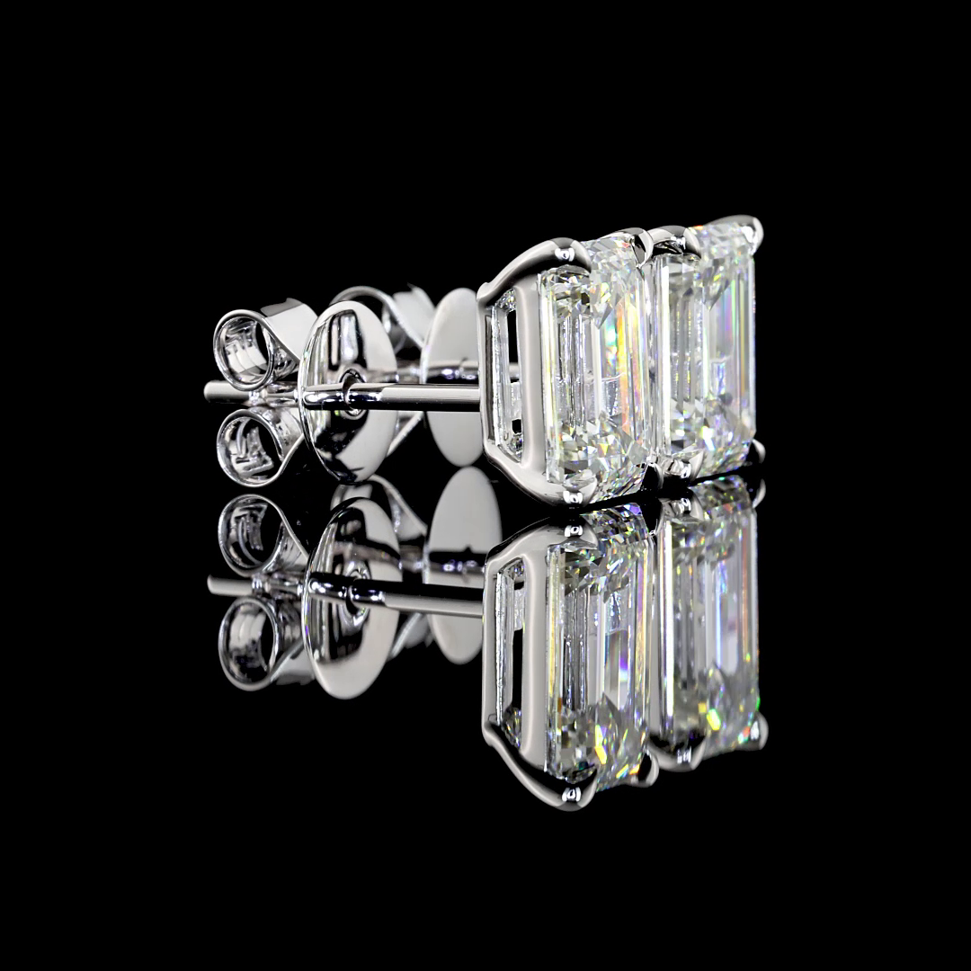 Studs Earring Emerald 14K White Gold ER3686