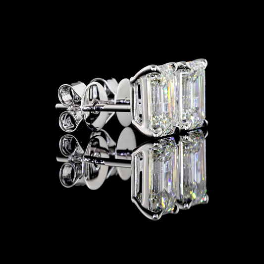 Studs Earring Emerald 14K White Gold ER3686