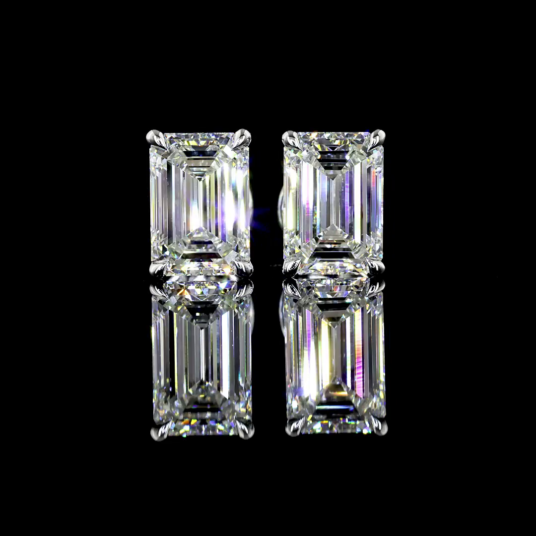 Studs Earring Emerald 14K White Gold ER3686