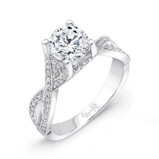 Uneek Engagement Ring 14K White Gold Round SWS107