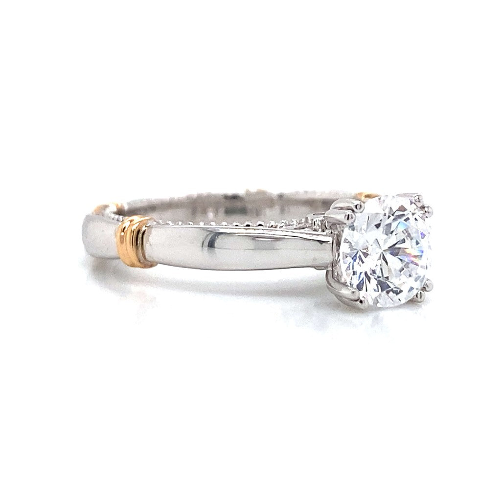 Verragio Solitaire Milgrain Engagement Ring in 18K White & Rose Gold