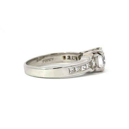 Three Stone Princess Shaped Engagement Ring in Platinum