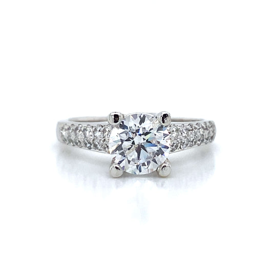 Side Stone Engagement Ring in 14K White Gold