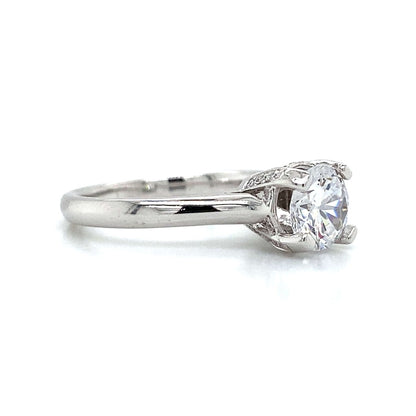 Solitaire Pave Prongs Engagement Ring in 18K White Gold