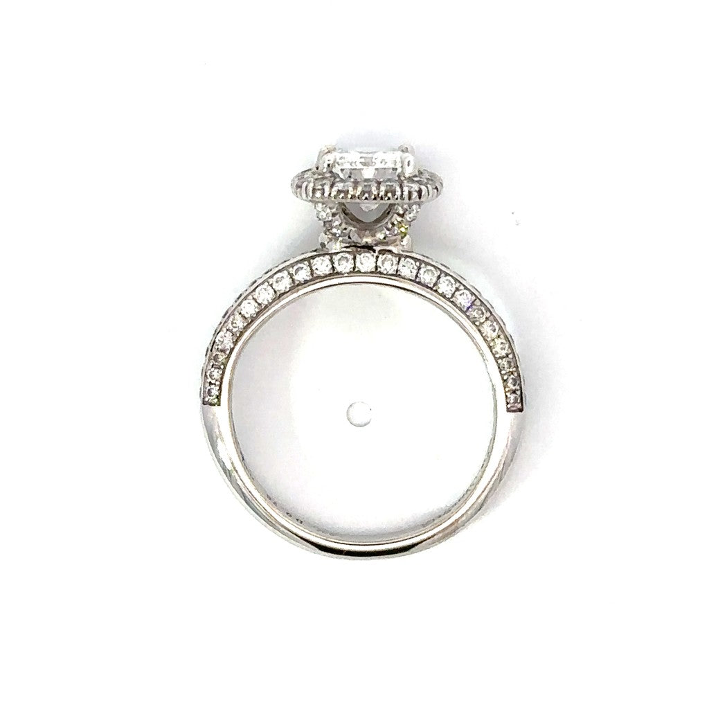 Halo Engagement Ring in 18k White Gold
