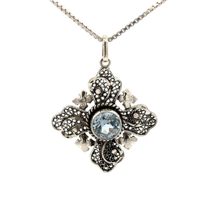 Filigree Topaz Pendant in Silver