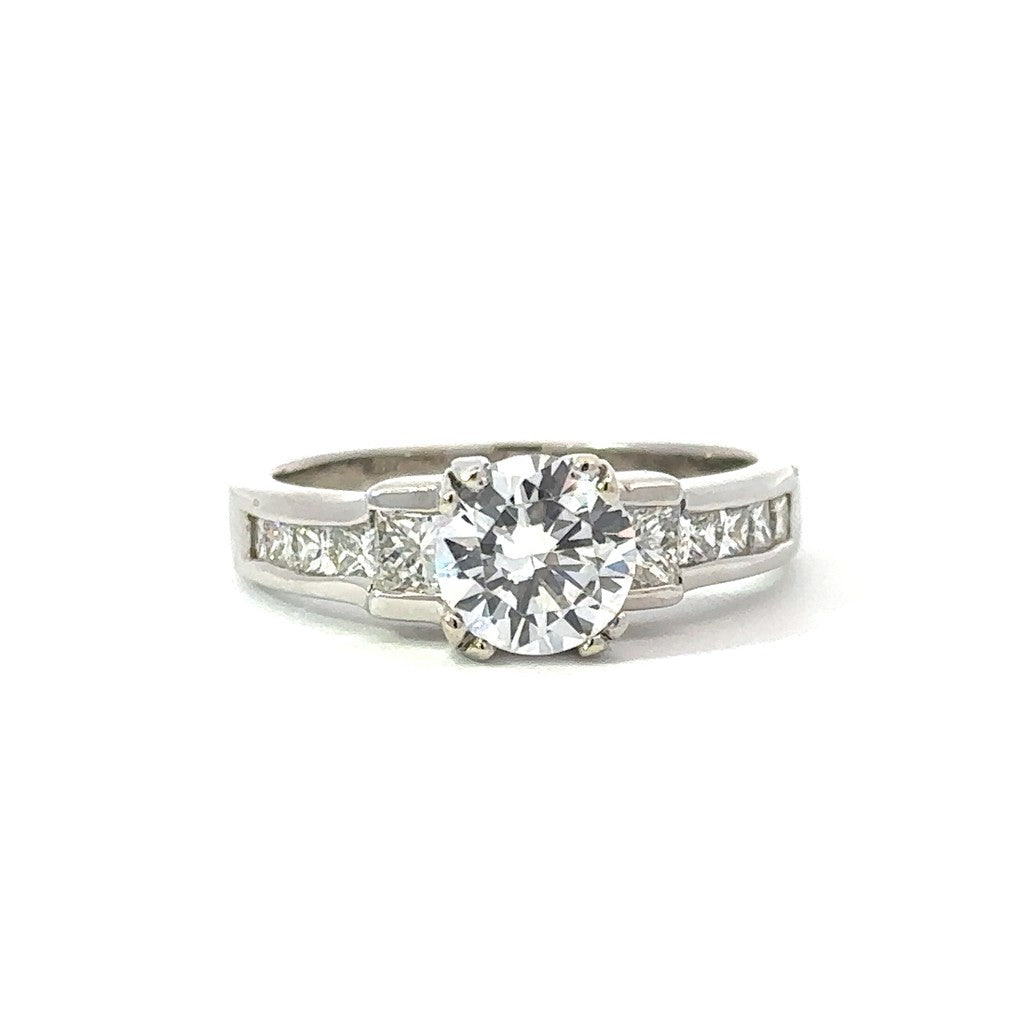 Three Stone Princess Shaped Engagement Ring in Platinum