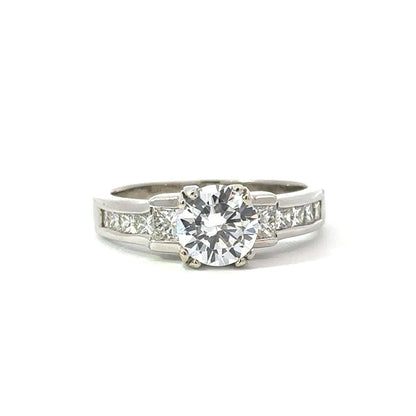 Three Stone Princess Shaped Engagement Ring in Platinum