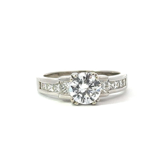 Three Stone Princess Shaped Engagement Ring in Platinum