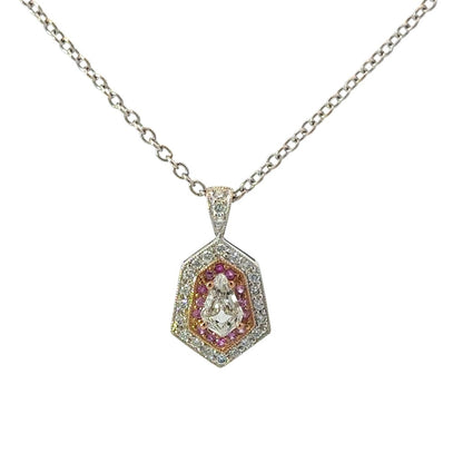 Kite Shaped Pendant in 18k White & Rose Gold
