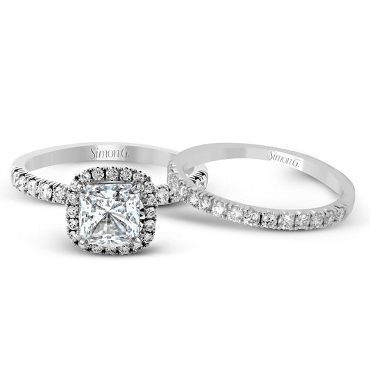 Simon G. Halo Pave Engagement Ring in 18K White Gold