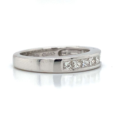 Princess Cut Channel Set Wedding Ring in 14K White Gold