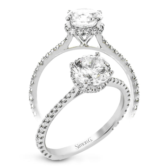 Simon G. Hidden Halo Pave Engagement Ring in 18K White Gold