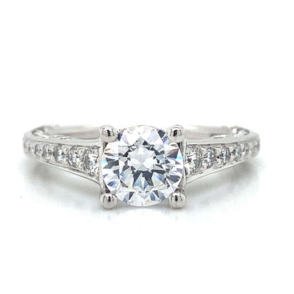Ritani Pave Graduating Engagement Ring in 18K White Gold